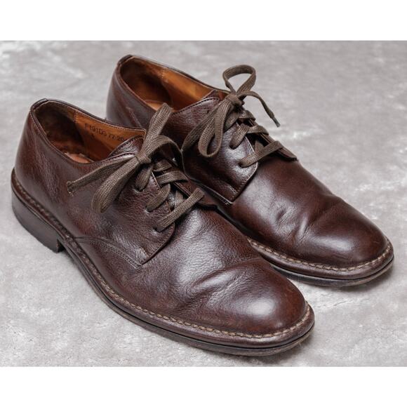 John Varvatos Dark Brown Leather Oxfords Derby Lace Up Shoes Mens 7.5 - Picture 1 of 16